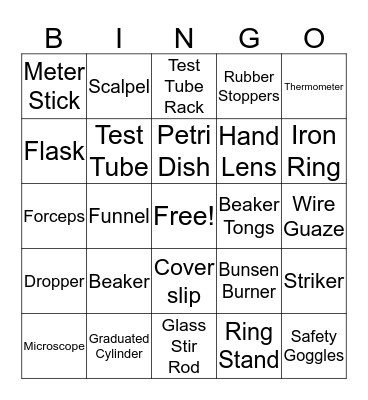 Lab Equipment Bingo Card