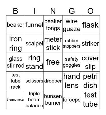 lab equipment  Bingo Card
