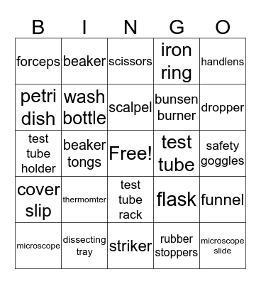 lab equipment Bingo Card