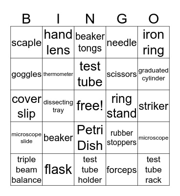 lab equipment  Bingo Card