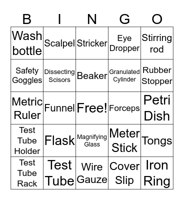 Lab Equipment Bingo Card