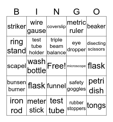 lab equipment Bingo Card