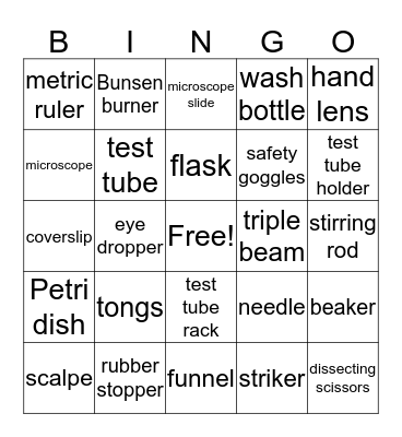 lab equipment  Bingo Card