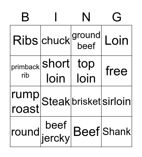 Cow Bingo Card