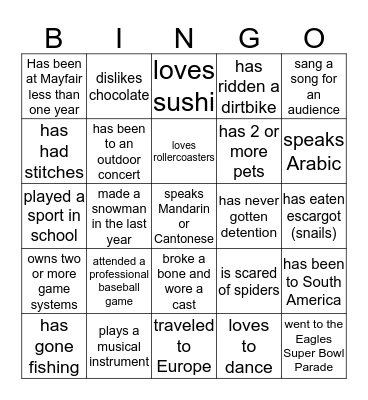 Getting to Know 303/304 Bingo Card