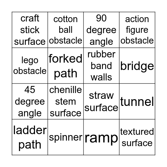 STEAM Obstacle Course Challenge Bingo Card