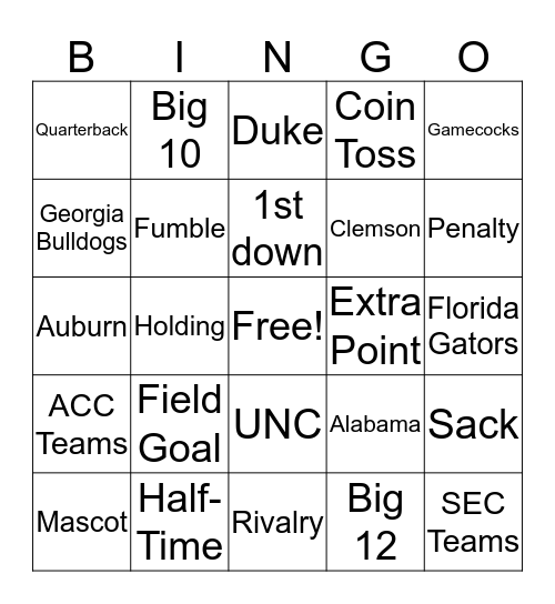 GAME DAY Bingo Card