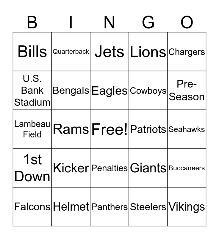 Football is Here Bingo Card