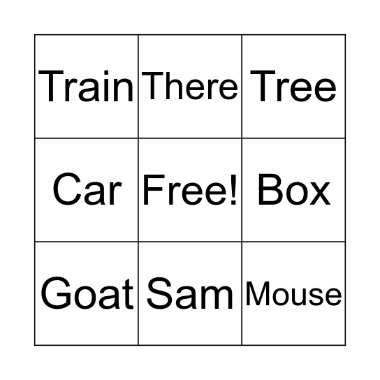 Green Eggs and Ham  Bingo Card