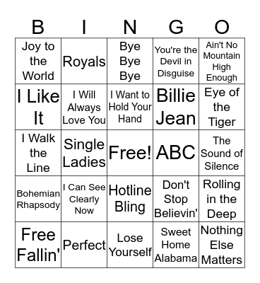 Music Bingo Card