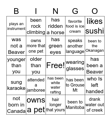 some one who Bingo Card