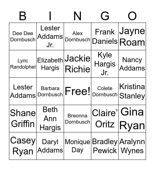 FAMILY TREE Bingo Card