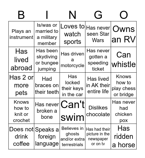 2018 HR Teambuilding Bingo Card