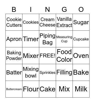 Cupcake Bingo Card