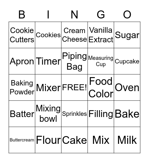 Cupcake Bingo Card