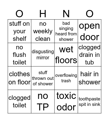Bathroom Bingo Card