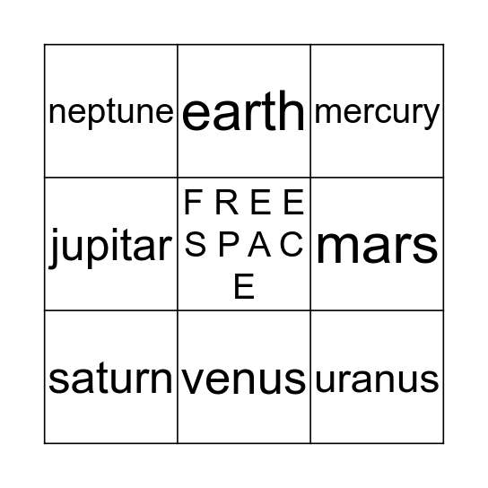 Space Bingo Card