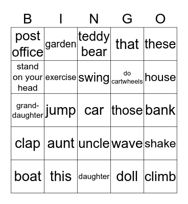 Units 1-3 Vocaulary Bingo Card