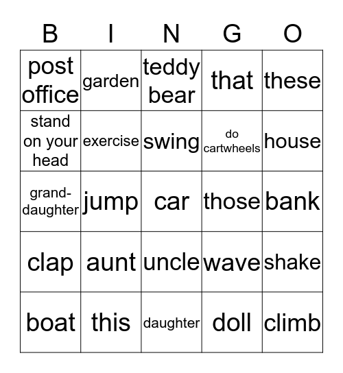 Units 1-3 Vocaulary Bingo Card