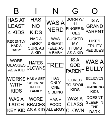 BABYSHOWER Bingo Card