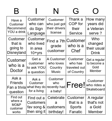 Let's make a Customer Connection!  Bingo Card