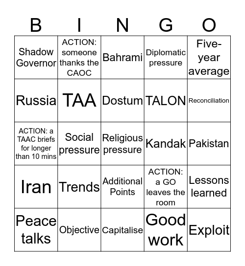 Secret Bingo Card