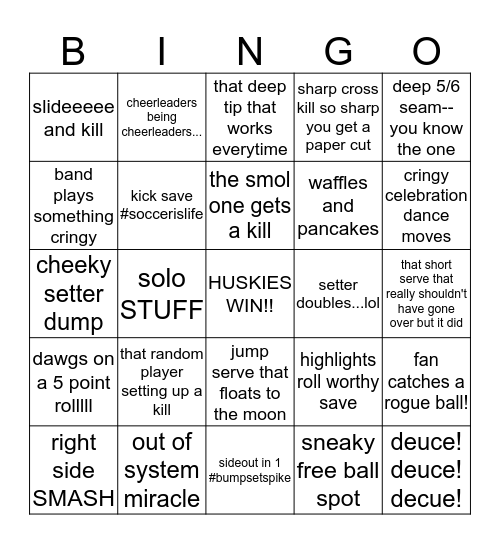 UW Game!! Bingo Card