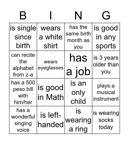 FIND SOMEONE WHO... Bingo Card