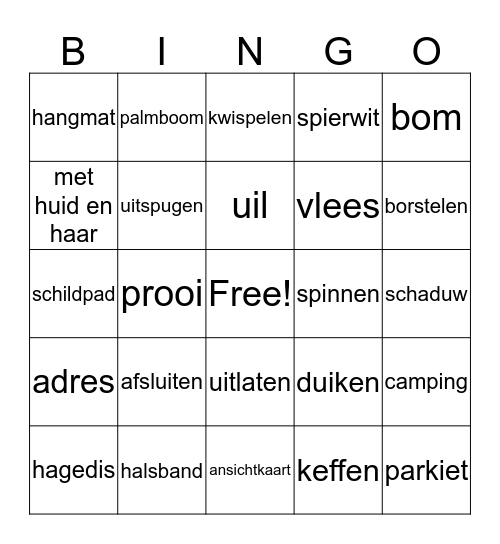 Blok 1 hoofdstuk 1 Bingo Card