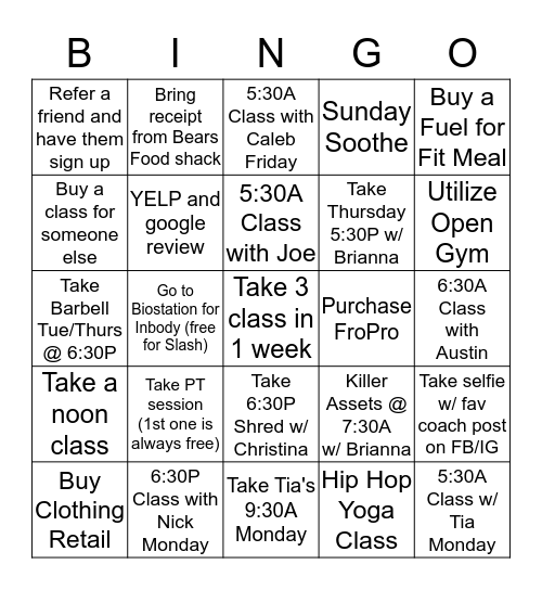 //SLASH// Bingo Card