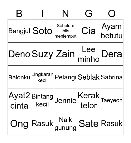 Bingo bersama GAMESTATIONs Bingo Card