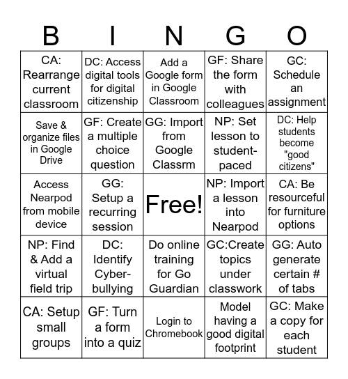 ADMH 1:1 Party - I CAN... Bingo Card