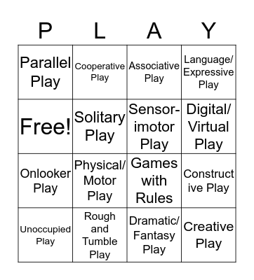 "Play" BINGO Card