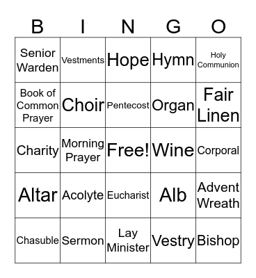 Church of the Good Shepherd Bingo Card