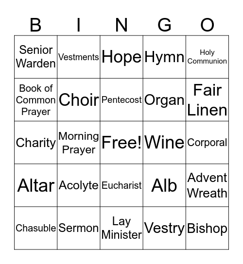 Church of the Good Shepherd Bingo Card