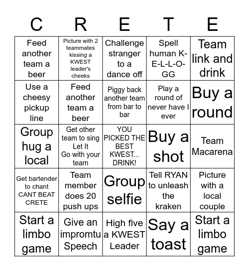 CANT BEAT Bingo Card