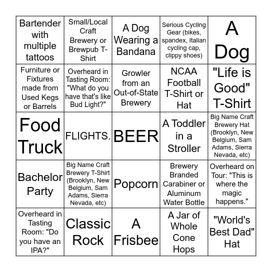 Brewery Bingo Card