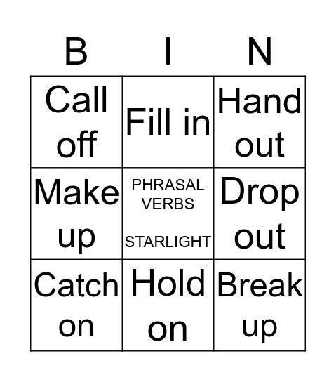 PHRASAL VERBS _STARLIGHT Bingo Card