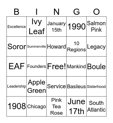 SUO Chapter Retreat Bingo Card