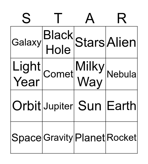 Space Bingo Card