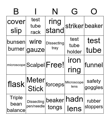 Science Bingo Card