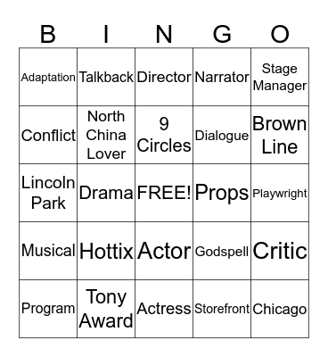 Explore Chicago Theatre Bingo Card