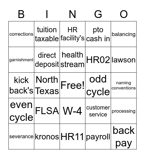 Payroll  Bingo Card