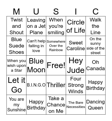 Music Bingo Card