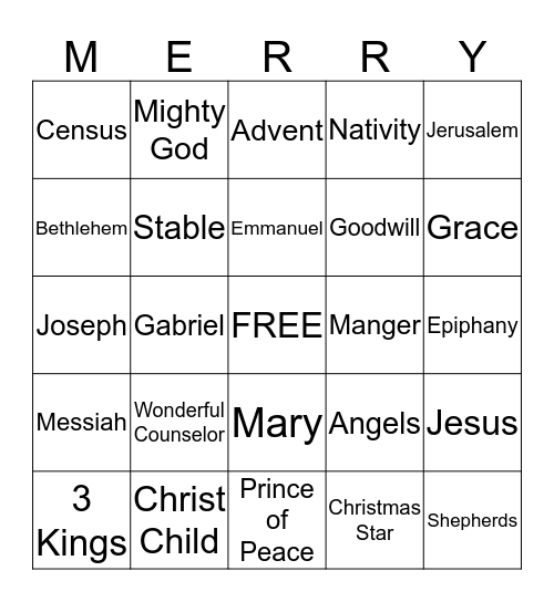 Merry Christmas Bingo Card