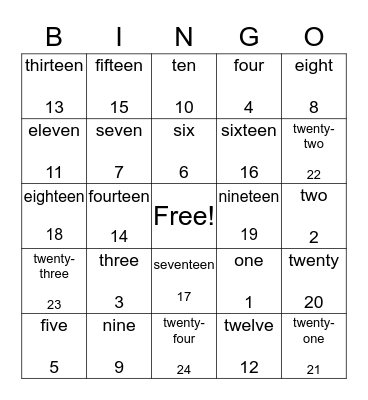 SPANISH BINGO Card