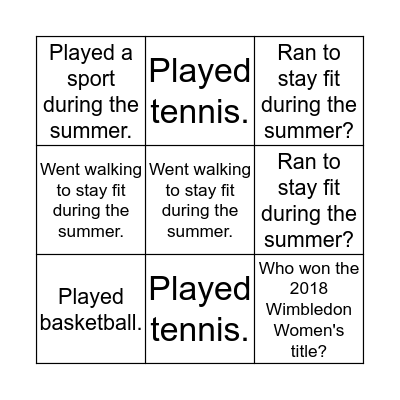 PE Get-to-know-each-other BINGO Card