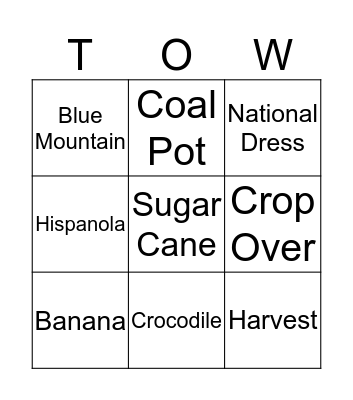 Caribbean Bingo Card