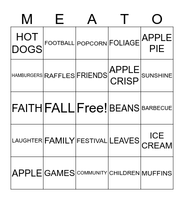 APPLE FESTIVAL Bingo Card