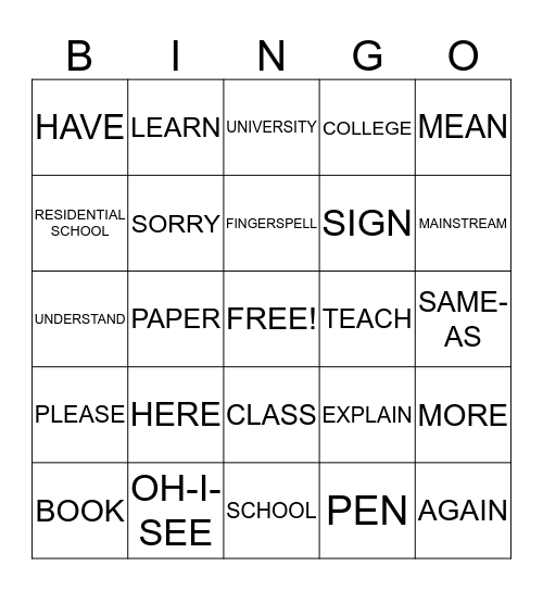 CHAPTER 2 Bingo Card